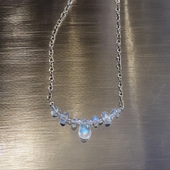 Necklace - Genuine Rainbow Moonstone and 925 Silver! - Picture 3 of 3